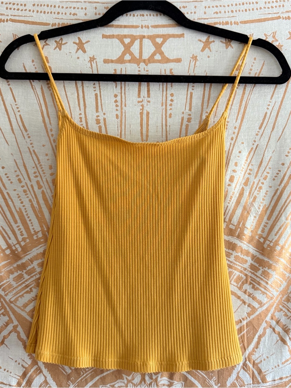 Reformation Ribbed Spaghetti Strap Camisole in Mustard Yellow